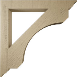 Ekena Millwork - BKTUR035X32X32LEC01RCPR - Timberthane Faux Wood Legacy Style Bracket, Traditional Ends, 3 1/2"W x 32"D x 32"H, Primed Tan