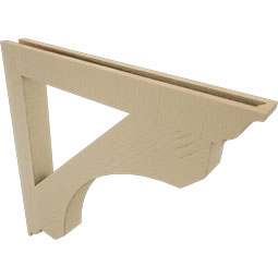Ekena Millwork - BKTUR035X32X32LEC01RCPR - Timberthane Faux Wood Legacy Style Bracket, Traditional Ends, 3 1/2"W x 32"D x 32"H, Primed Tan