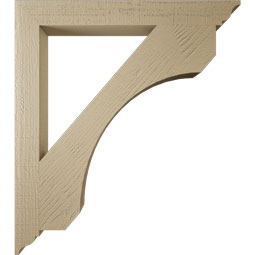 Ekena Millwork - BKTUR035X32X36LEC01RCPR - Timberthane Faux Wood Legacy Style Bracket, Traditional Ends, 3 1/2"W x 32"D x 36"H, Primed Tan