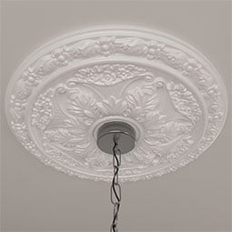 Ekena Millwork - CM20BL_P - Endurathane Baile Ceiling Medallion, 20"OD x 3 1/2"ID x 1 5/8"P (Fits Canopies up to 3 1/4"), Factory Primed