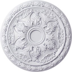 Ekena Millwork - CM20BL_P - Endurathane Baile Ceiling Medallion, 20"OD x 3 1/2"ID x 1 5/8"P (Fits Canopies up to 3 1/4"), Factory Primed