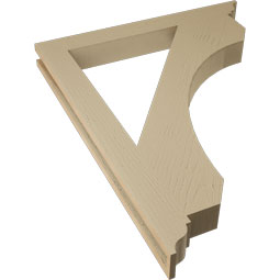 Ekena Millwork - BKTUR035X32X40LEC01RCPR - Timberthane Faux Wood Legacy Style Bracket, Traditional Ends, 3 1/2"W x 32"D x 40"H, Primed Tan