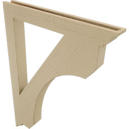 Ekena Millwork - BKTUR035X32X44LEC01RCPR - Timberthane Faux Wood Legacy Style Bracket, Traditional Ends, 3 1/2"W x 32"D x 44"H, Primed Tan