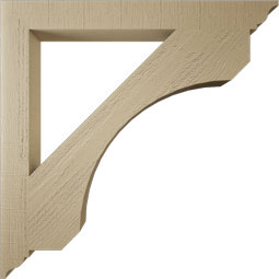 Ekena Millwork - BKTUR035X34X34LEC01RCPR - Timberthane Faux Wood Legacy Style Bracket, Traditional Ends, 3 1/2"W x 34"D x 34"H, Primed Tan