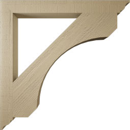 Ekena Millwork - BKTUR035X36X36LEC01RCPR - Timberthane Faux Wood Legacy Style Bracket, Traditional Ends, 3 1/2"W x 36"D x 36"H, Primed Tan