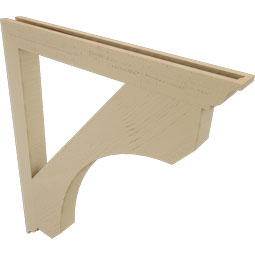 Ekena Millwork - BKTUR035X36X42LEC01RCPR - Timberthane Faux Wood Legacy Style Bracket, Traditional Ends, 3 1/2"W x 36"D x 42"H, Primed Tan