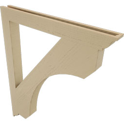 Ekena Millwork - BKTUR035X36X44LEC01RCPR - Timberthane Faux Wood Legacy Style Bracket, Traditional Ends, 3 1/2"W x 36"D x 44"H, Primed Tan
