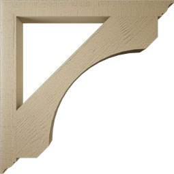 Ekena Millwork - BKTUR035X38X38LEC01RCPR - Timberthane Faux Wood Legacy Style Bracket, Traditional Ends, 3 1/2"W x 38"D x 38"H, Primed Tan