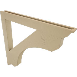 Ekena Millwork - BKTUR035X38X38LEC01RCPR - Timberthane Faux Wood Legacy Style Bracket, Traditional Ends, 3 1/2"W x 38"D x 38"H, Primed Tan