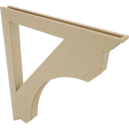 Ekena Millwork - BKTUR035X38X46LEC01RCPR - Timberthane Faux Wood Legacy Style Bracket, Traditional Ends, 3 1/2"W x 38"D x 46"H, Primed Tan