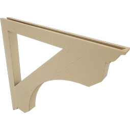Ekena Millwork - BKTUR035X42X42LEC01RCPR - Timberthane Faux Wood Legacy Style Bracket, Traditional Ends, 3 1/2"W x 42"D x 42"H, Primed Tan