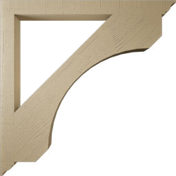 Ekena Millwork - BKTUR035X44X44LEC01RCPR - Timberthane Faux Wood Legacy Style Bracket, Traditional Ends, 3 1/2"W x 44"D x 44"H, Primed Tan