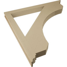 Ekena Millwork - BKTUR035X44X44LEC01RCPR - Timberthane Faux Wood Legacy Style Bracket, Traditional Ends, 3 1/2"W x 44"D x 44"H, Primed Tan