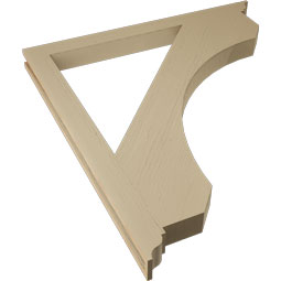 Ekena Millwork - BKTUR035X44X48LEC01RCPR - Timberthane Faux Wood Legacy Style Bracket, Traditional Ends, 3 1/2"W x 44"D x 48"H, Primed Tan