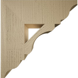 Ekena Millwork - BKTUR055X18X18LEC01RCPR - Timberthane Faux Wood Legacy Style Bracket, Traditional Ends, 5 1/2"W x 18"D x 18"H, Primed Tan