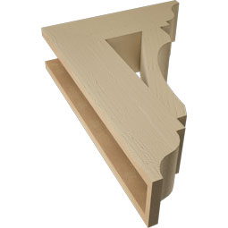 Ekena Millwork - BKTUR055X18X26LEC01RCPR - Timberthane Faux Wood Legacy Style Bracket, Traditional Ends, 5 1/2"W x 18"D x 26"H, Primed Tan