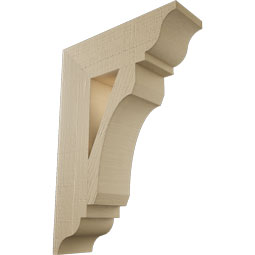 Ekena Millwork - BKTUR055X18X26LEC01RCPR - Timberthane Faux Wood Legacy Style Bracket, Traditional Ends, 5 1/2"W x 18"D x 26"H, Primed Tan