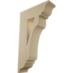 Ekena Millwork - BKTUR055X18X30LEC01RCPR - Timberthane Faux Wood Legacy Style Bracket, Traditional Ends, 5 1/2"W x 18"D x 30"H, Primed Tan
