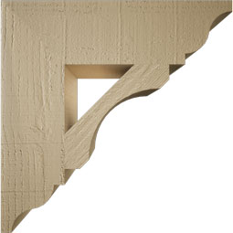 Ekena Millwork - BKTUR055X20X20LEC01RCPR - Timberthane Faux Wood Legacy Style Bracket, Traditional Ends, 5 1/2"W x 20"D x 20"H, Primed Tan