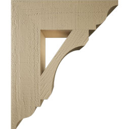 Ekena Millwork - BKTUR055X20X24LEC01RCPR - Timberthane Faux Wood Legacy Style Bracket, Traditional Ends, 5 1/2"W x 20"D x 24"H, Primed Tan