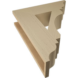 Ekena Millwork - BKTUR055X20X24LEC01RCPR - Timberthane Faux Wood Legacy Style Bracket, Traditional Ends, 5 1/2"W x 20"D x 24"H, Primed Tan