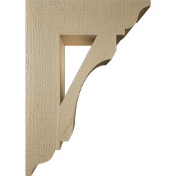 Ekena Millwork - BKTUR055X20X28LEC01RCPR - Timberthane Faux Wood Legacy Style Bracket, Traditional Ends, 5 1/2"W x 20"D x 28"H, Primed Tan