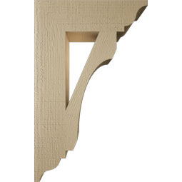 Ekena Millwork - BKTUR055X20X32LEC01RCPR - Timberthane Faux Wood Legacy Style Bracket, Traditional Ends, 5 1/2"W x 20"D x 32"H, Primed Tan