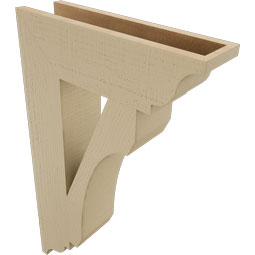 Ekena Millwork - BKTUR055X20X32LEC01RCPR - Timberthane Faux Wood Legacy Style Bracket, Traditional Ends, 5 1/2"W x 20"D x 32"H, Primed Tan