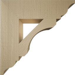 Ekena Millwork - BKTUR055X22X22LEC01RCPR - Timberthane Faux Wood Legacy Style Bracket, Traditional Ends, 5 1/2"W x 22"D x 22"H, Primed Tan