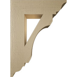 Ekena Millwork - BKTUR055X22X30LEC01RCPR - Timberthane Faux Wood Legacy Style Bracket, Traditional Ends, 5 1/2"W x 22"D x 30"H, Primed Tan