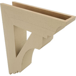 Ekena Millwork - BKTUR055X22X30LEC01RCPR - Timberthane Faux Wood Legacy Style Bracket, Traditional Ends, 5 1/2"W x 22"D x 30"H, Primed Tan