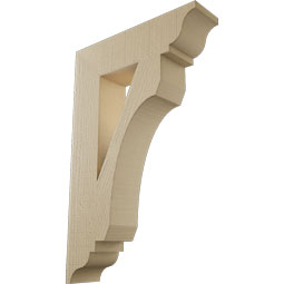Ekena Millwork - BKTUR055X22X34LEC01RCPR - Timberthane Faux Wood Legacy Style Bracket, Traditional Ends, 5 1/2"W x 22"D x 34"H, Primed Tan