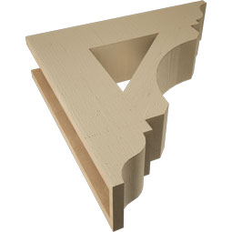 Ekena Millwork - BKTUR055X24X24LEC01RCPR - Timberthane Faux Wood Legacy Style Bracket, Traditional Ends, 5 1/2"W x 24"D x 24"H, Primed Tan