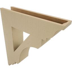 Ekena Millwork - BKTUR055X24X28LEC01RCPR - Timberthane Faux Wood Legacy Style Bracket, Traditional Ends, 5 1/2"W x 24"D x 28"H, Primed Tan