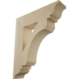 Ekena Millwork - BKTUR055X24X28LEC01RCPR - Timberthane Faux Wood Legacy Style Bracket, Traditional Ends, 5 1/2"W x 24"D x 28"H, Primed Tan