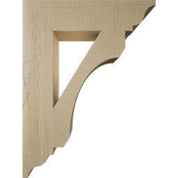 Ekena Millwork - BKTUR055X24X32LEC01RCPR - Timberthane Faux Wood Legacy Style Bracket, Traditional Ends, 5 1/2"W x 24"D x 32"H, Primed Tan