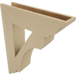 Ekena Millwork - BKTUR055X24X32LEC01RCPR - Timberthane Faux Wood Legacy Style Bracket, Traditional Ends, 5 1/2"W x 24"D x 32"H, Primed Tan