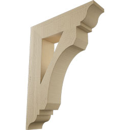 Ekena Millwork - BKTUR055X24X32LEC01RCPR - Timberthane Faux Wood Legacy Style Bracket, Traditional Ends, 5 1/2"W x 24"D x 32"H, Primed Tan