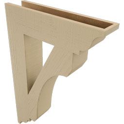 Ekena Millwork - BKTUR055X24X36LEC01RCPR - Timberthane Faux Wood Legacy Style Bracket, Traditional Ends, 5 1/2"W x 24"D x 36"H, Primed Tan