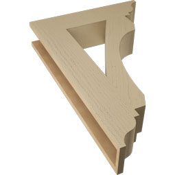 Ekena Millwork - BKTUR055X24X36LEC01RCPR - Timberthane Faux Wood Legacy Style Bracket, Traditional Ends, 5 1/2"W x 24"D x 36"H, Primed Tan