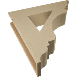 Ekena Millwork - BKTUR055X26X26LEC01RCPR - Timberthane Faux Wood Legacy Style Bracket, Traditional Ends, 5 1/2"W x 26"D x 26"H, Primed Tan