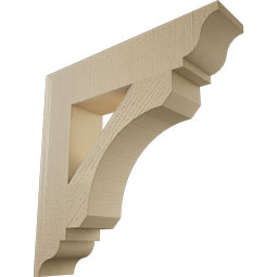 Ekena Millwork - BKTUR055X26X26LEC01RCPR - Timberthane Faux Wood Legacy Style Bracket, Traditional Ends, 5 1/2"W x 26"D x 26"H, Primed Tan