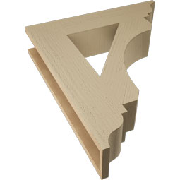 Ekena Millwork - BKTUR055X26X30LEC01RCPR - Timberthane Faux Wood Legacy Style Bracket, Traditional Ends, 5 1/2"W x 26"D x 30"H, Primed Tan