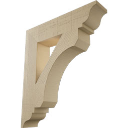 Ekena Millwork - BKTUR055X26X30LEC01RCPR - Timberthane Faux Wood Legacy Style Bracket, Traditional Ends, 5 1/2"W x 26"D x 30"H, Primed Tan