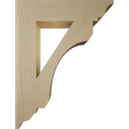 Ekena Millwork - BKTUR055X26X34LEC01RCPR - Timberthane Faux Wood Legacy Style Bracket, Traditional Ends, 5 1/2"W x 26"D x 34"H, Primed Tan