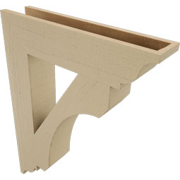 Ekena Millwork - BKTUR055X26X34LEC01RCPR - Timberthane Faux Wood Legacy Style Bracket, Traditional Ends, 5 1/2"W x 26"D x 34"H, Primed Tan
