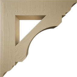 Ekena Millwork - BKTUR055X28X28LEC01RCPR - Timberthane Faux Wood Legacy Style Bracket, Traditional Ends, 5 1/2"W x 28"D x 28"H, Primed Tan