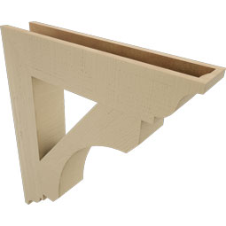 Ekena Millwork - BKTUR055X28X32LEC01RCPR - Timberthane Faux Wood Legacy Style Bracket, Traditional Ends, 5 1/2"W x 28"D x 32"H, Primed Tan