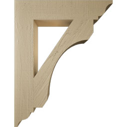 Ekena Millwork - BKTUR055X28X36LEC01RCPR - Timberthane Faux Wood Legacy Style Bracket, Traditional Ends, 5 1/2"W x 28"D x 36"H, Primed Tan