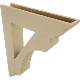 Ekena Millwork - BKTUR055X28X36LEC01RCPR - Timberthane Faux Wood Legacy Style Bracket, Traditional Ends, 5 1/2"W x 28"D x 36"H, Primed Tan